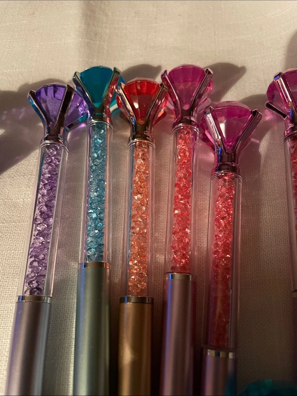 Packed Party Gem Top Ballpoint Pens in Blue, Pink & Gold